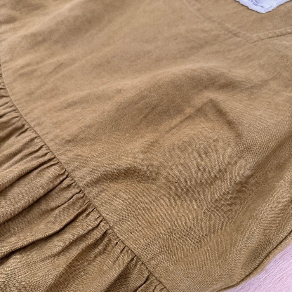 Not Perfect Linen Dress Womens M Mustard Yellow Sleeveless Empire Waist Midi - Picture 6 of 12